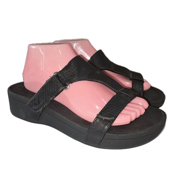 Vionic Shoes - VIONIC ELLIE Sz 9 Black Orthotic Arch Support Walking Platform Boho Logo Sandala